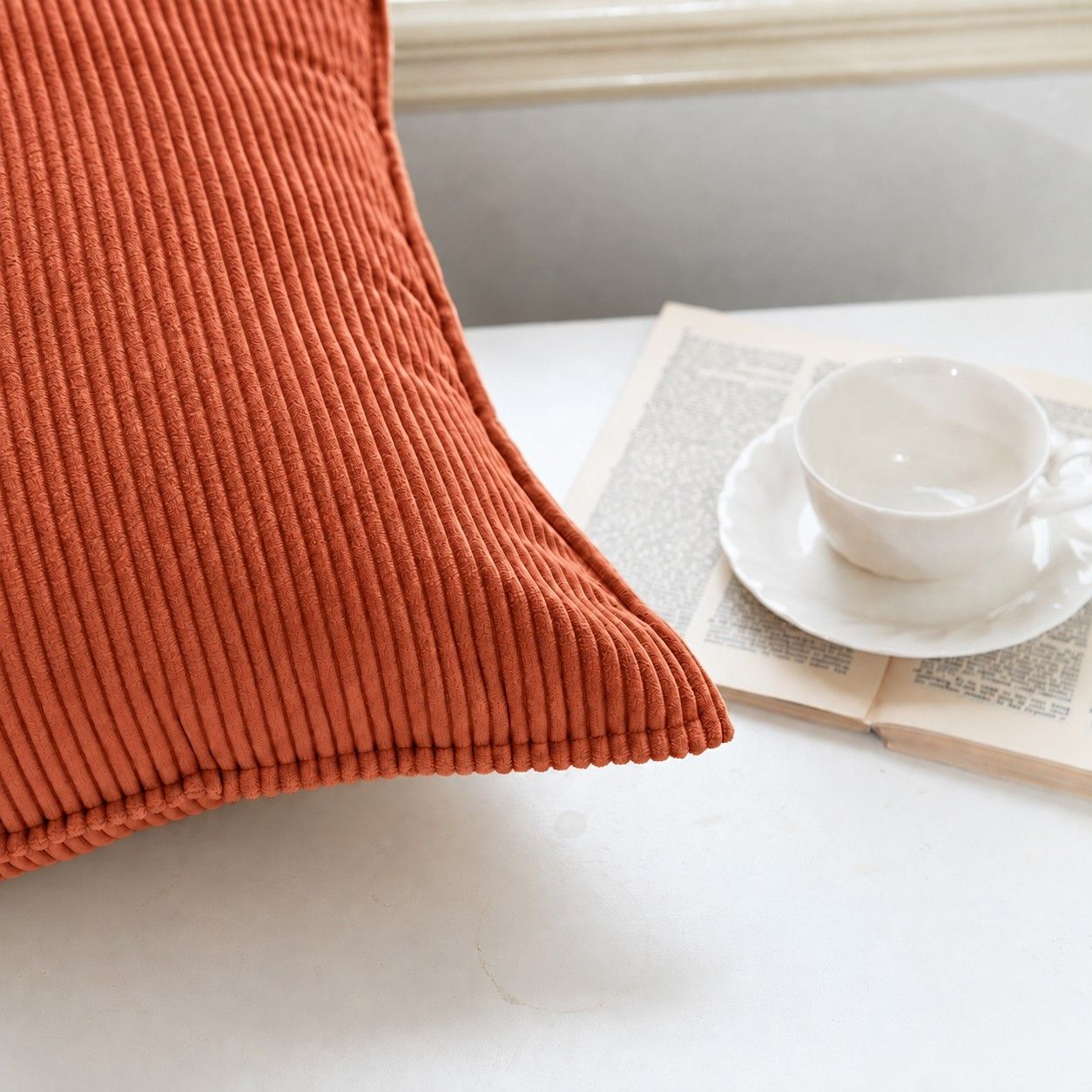 2 Pack Soft Ribbed Corduroy Throw Pillow Covers 18 x 18 Inch Solid Color