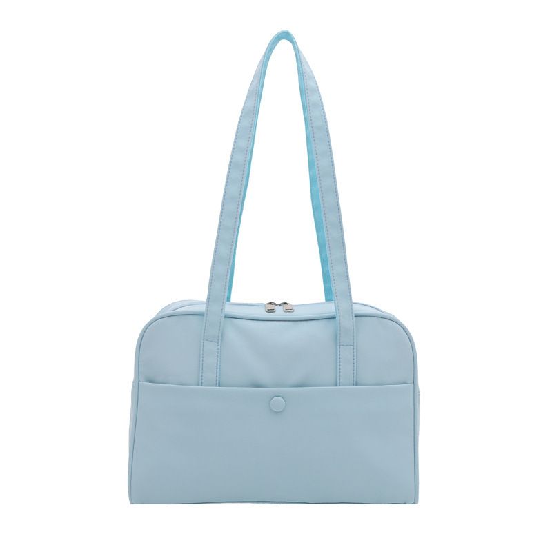 Women's Quilted Shoulder Tote Bag with Front Pocket and Zipper Closure