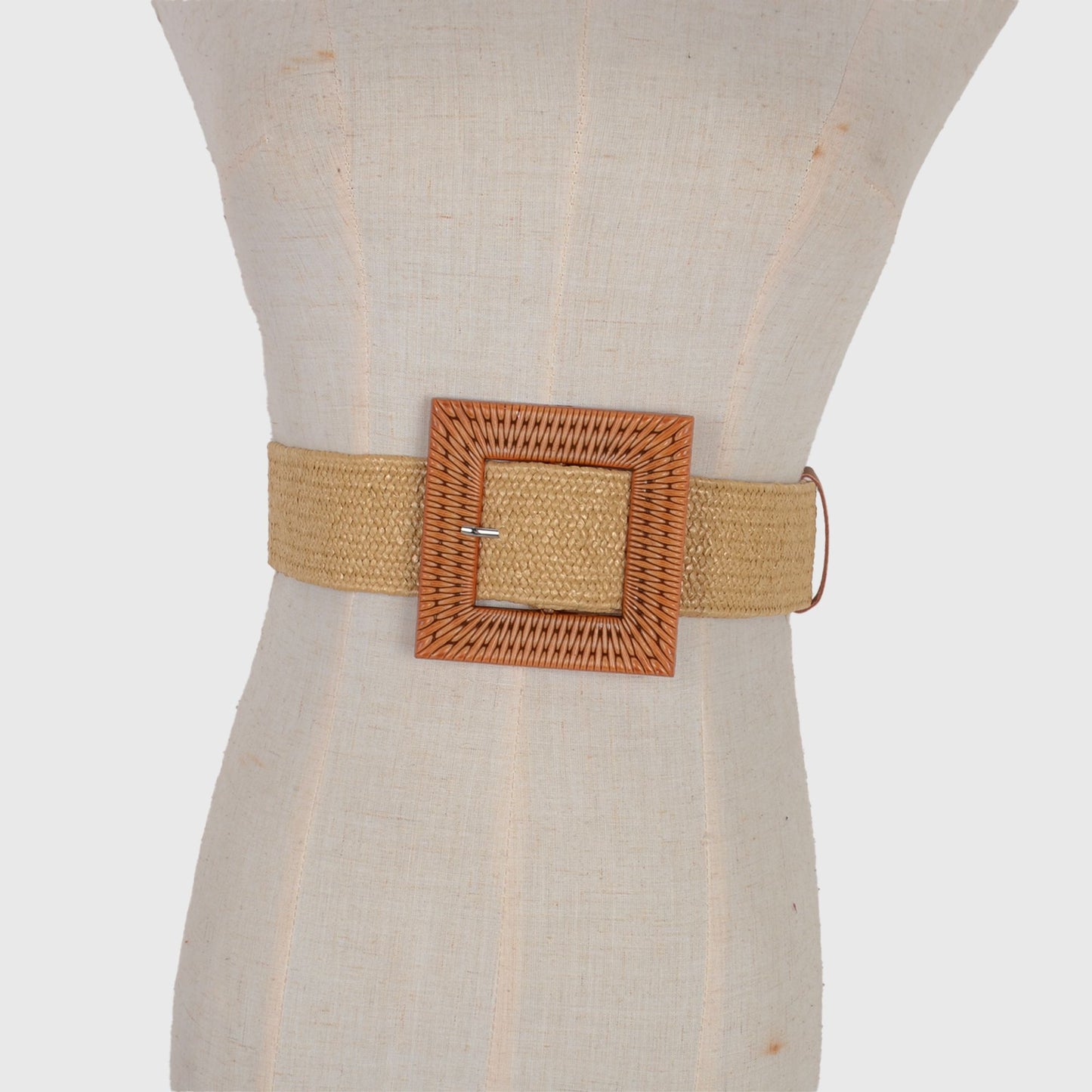Stylish Straw Belt with Woven Buckle