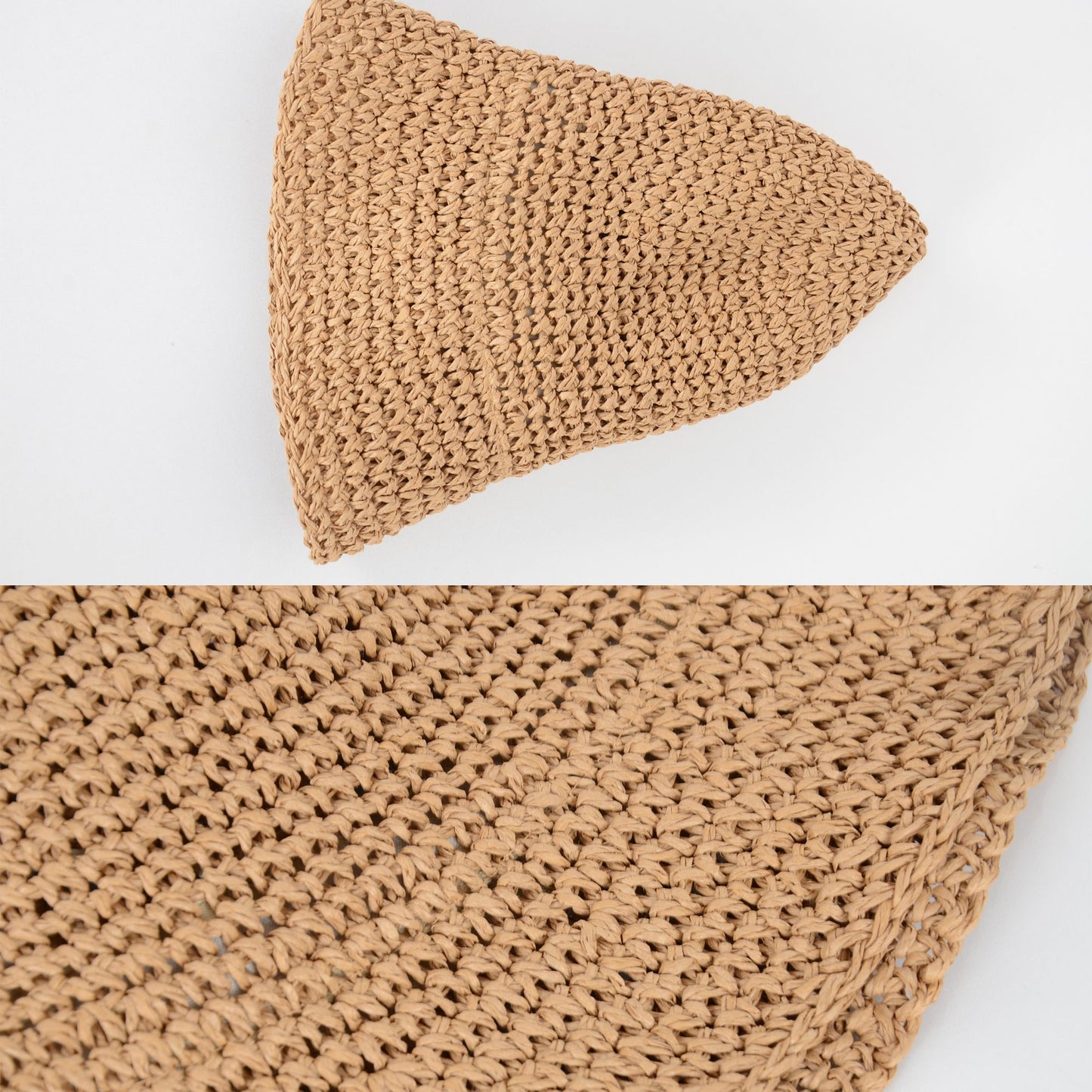 Crochet Raffia Bucket Hat Lightweight Foldable Wide Brim Sun Hat for Stylish Summer Protection