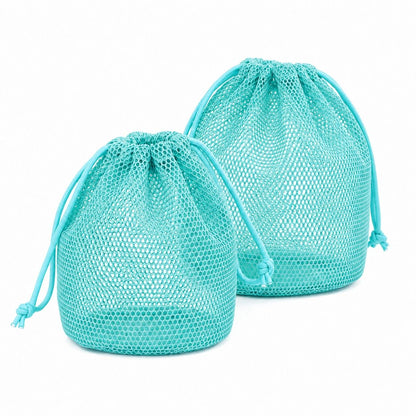 2-Pack Mesh Drawstring Shower Bags, Large and Small Travel Organizer Set