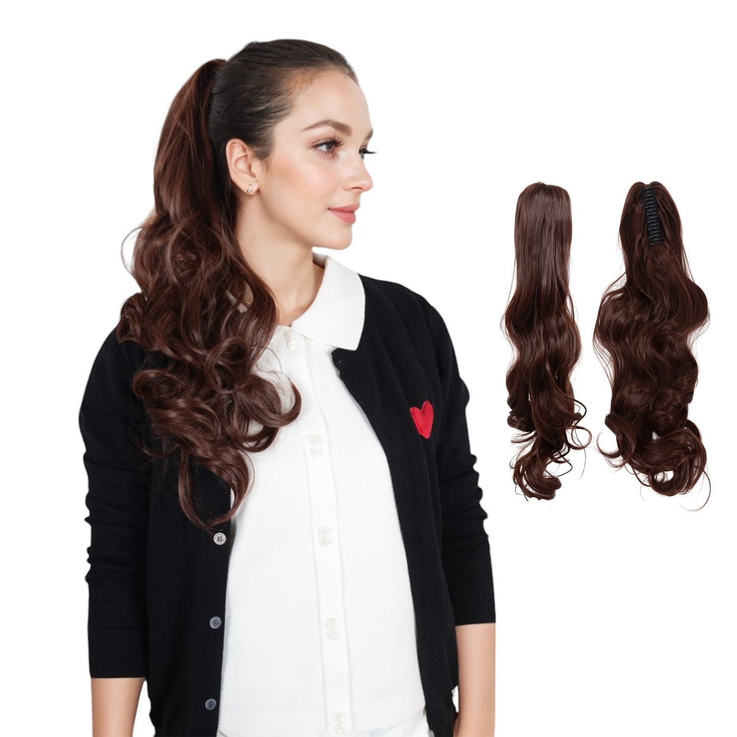 Claw Clip Ponytail Extensions for Women 23 Inch Long Wavy Fluffy Synthetic Ponytail Hairpiece
