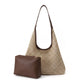 Woven Straw Hobo Shoulder Bag with Smooth Strap Lightweight Crochet Knit Slouchy Tote Bag