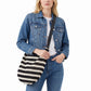 Striped Knit Hobo Shoulder Bag with Adjustable Strap