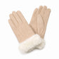 Faux Fur Cuff Full Finger Gloves with Soft Suede Like Finish