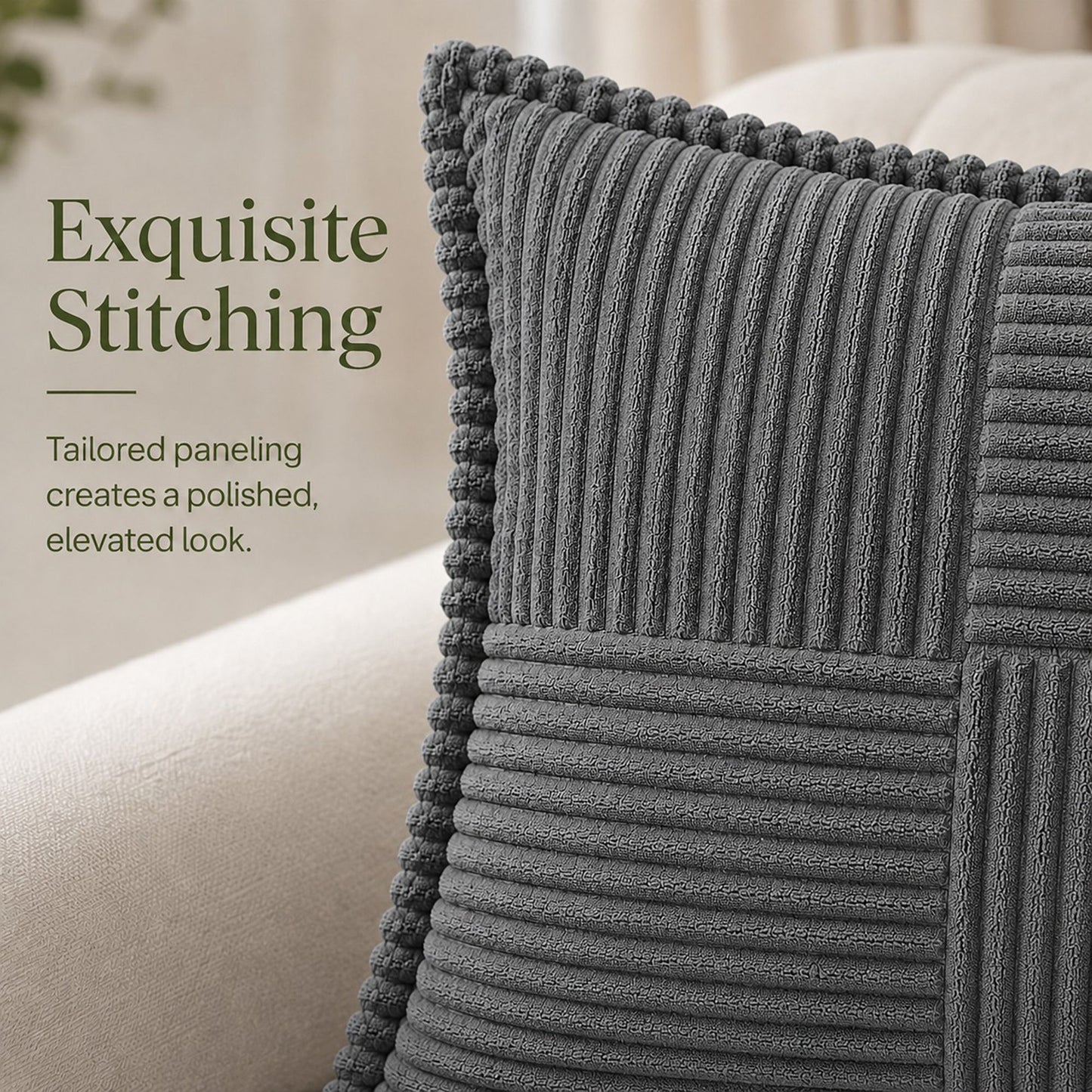 Soft Corduroy Decorative Throw Pillow Cover Geometric Accent Cushion Cover for Sofa Bed