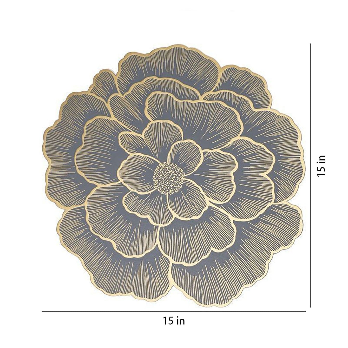 4 Pack Floral Round PVC Placemats Gold Trim Washable Heat Resistant Table Mats