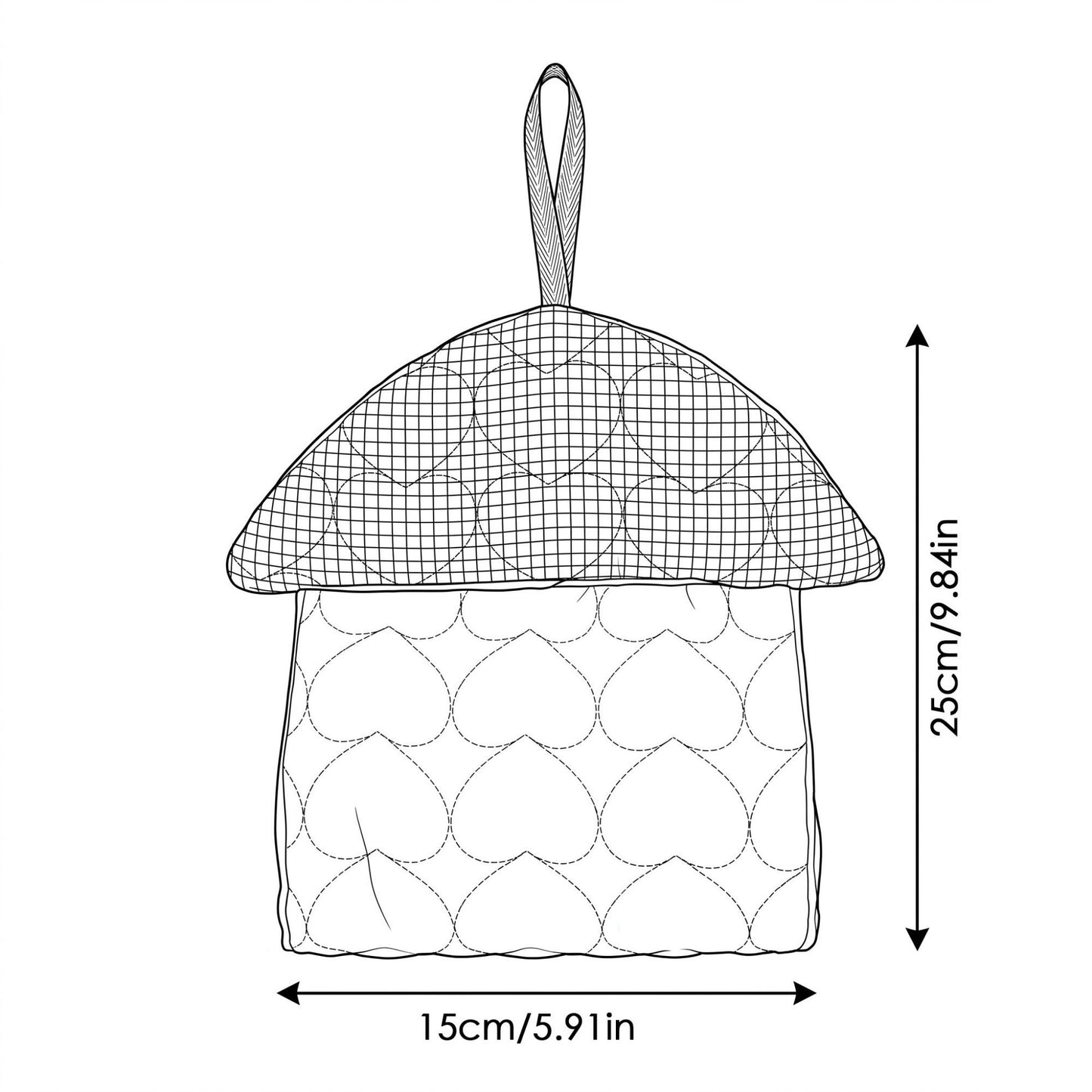 Quilted Hanging Tissue Holder with Heart Stitching