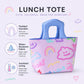 Printed Lunch Tote Bag with Padded Handles and Zipper Closure
