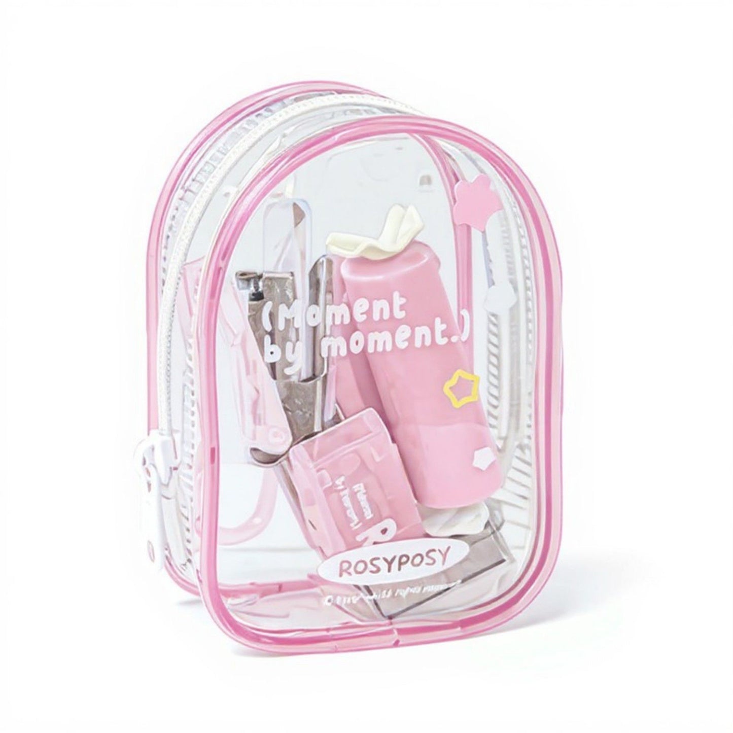 Portable Stationery Supply Set with Clear Zipper Case for School and Office Use 4.2x2.5x1.5 in