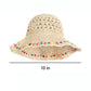 Crochet Bucket Sun Hat with Beaded Chin Strap and Open Weave Brim