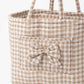 Gingham Quilted Storage Basket with Handles and Bow