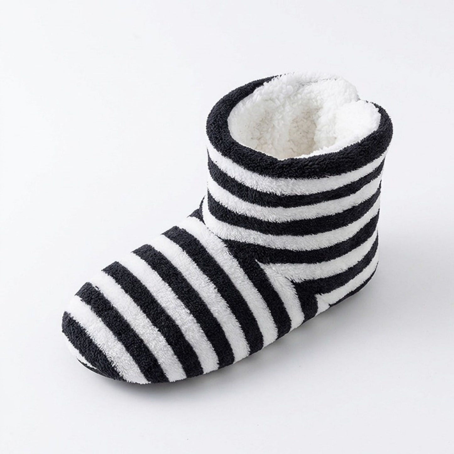Striped Fuzzy Slipper Boots  US 5-10.5