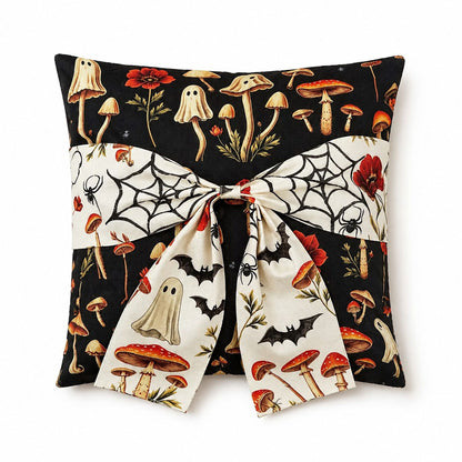 Halloween Throw Pillow Cover with Decorative Bow 18 x 18 Inch