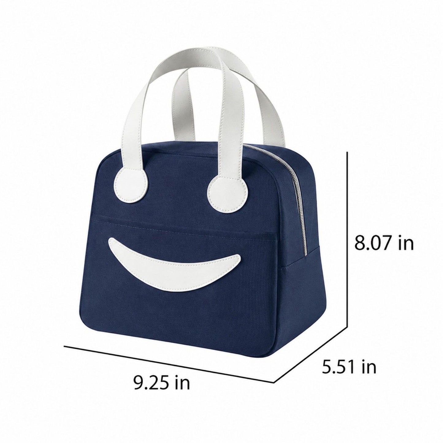 Insulated Lunch Bag with Zip Closure Top Handles and Wipeable Interior for Work School Travel