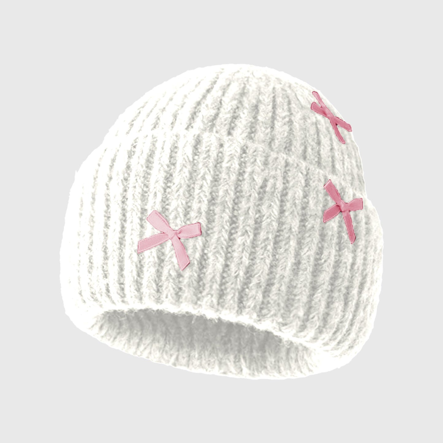 Ribbed Knit Beanie with Bow Accents - Cute Soft Winter Hat for Casual Daily Wear