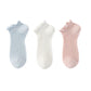 Ribbed Ankle Socks with Ruffle Lettuce Trim Cuff Soft Breathable Knit 3-Pack