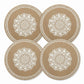 4 Piece Mandala Placemat Set Metallic PVC Heat Resistant Round Table Mats for Dining Table