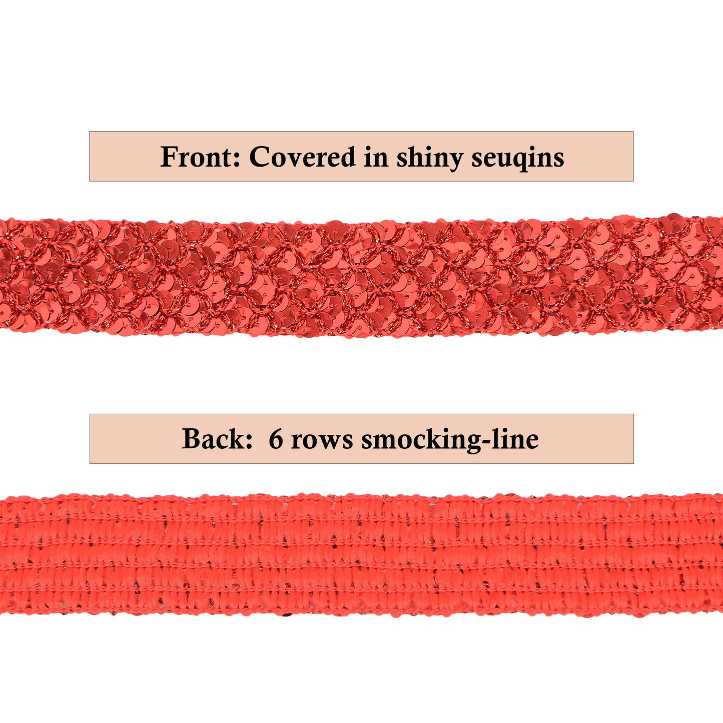 Sewing Sequin Trim 1.2 Inch 6 Row, 25 Yards Glitter Sequin Strip Ribbon Metallic Stretch Bling Fabric DIY Craft Decoration