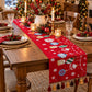 Christmas Ornament Chenille Jacquard Table Runner with Tassels for Holiday Dining Decor