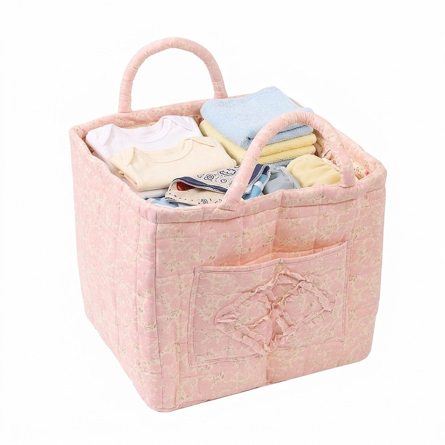 Floral Quilted Storage Caddy with Carry Handles