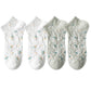 4 Pairs Women's Low-Cut Floral Embroidered Socks Soft Combed Cotton Breathable Fit for Sneakers Flats and Everyday Casual Wear