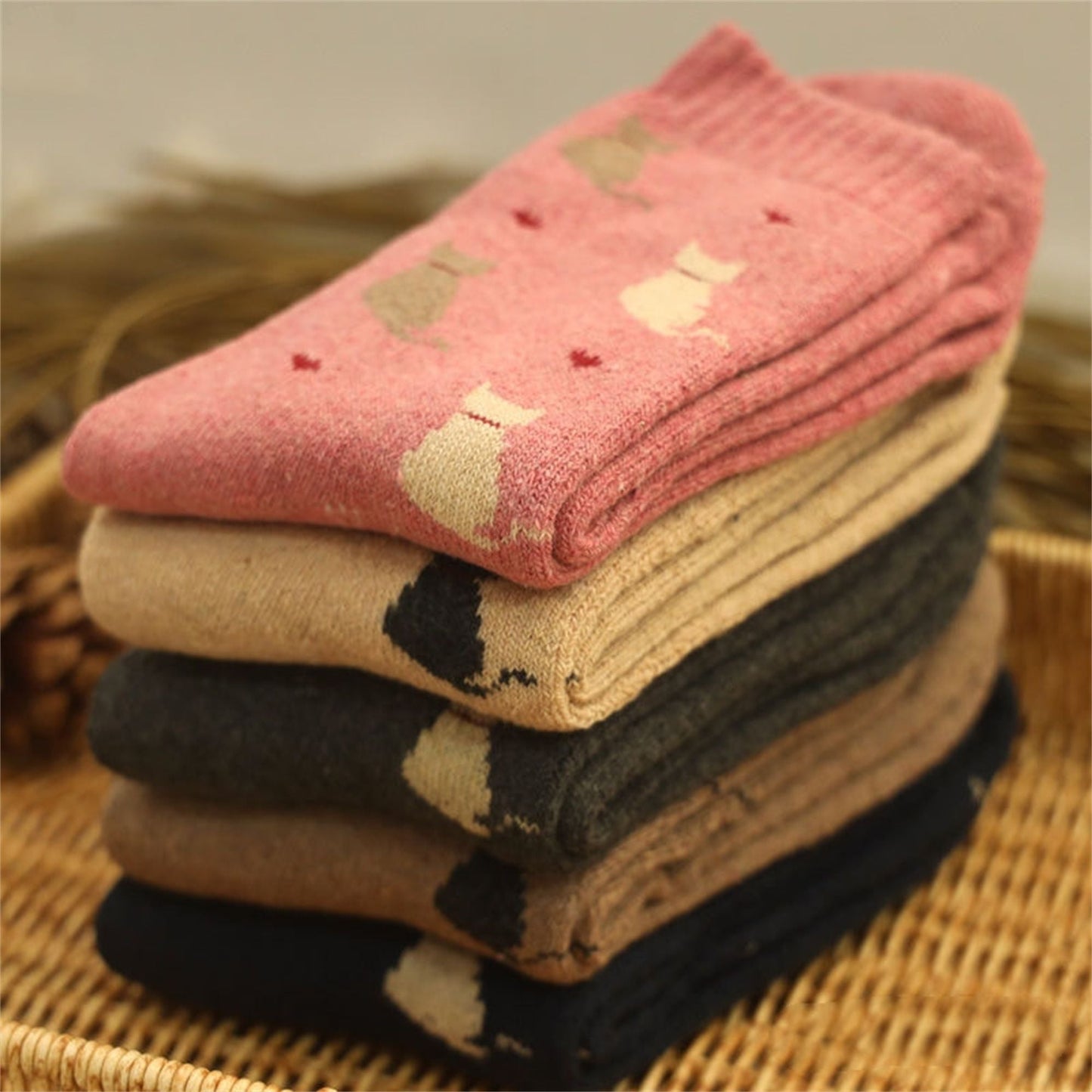 Women's 5-Pack Assorted Patterned Thick Knit Socks with Plaid and Holiday Prints