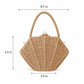 Shell Woven Top Handle Bag with Pearl Button and Detachable Chain Strap
