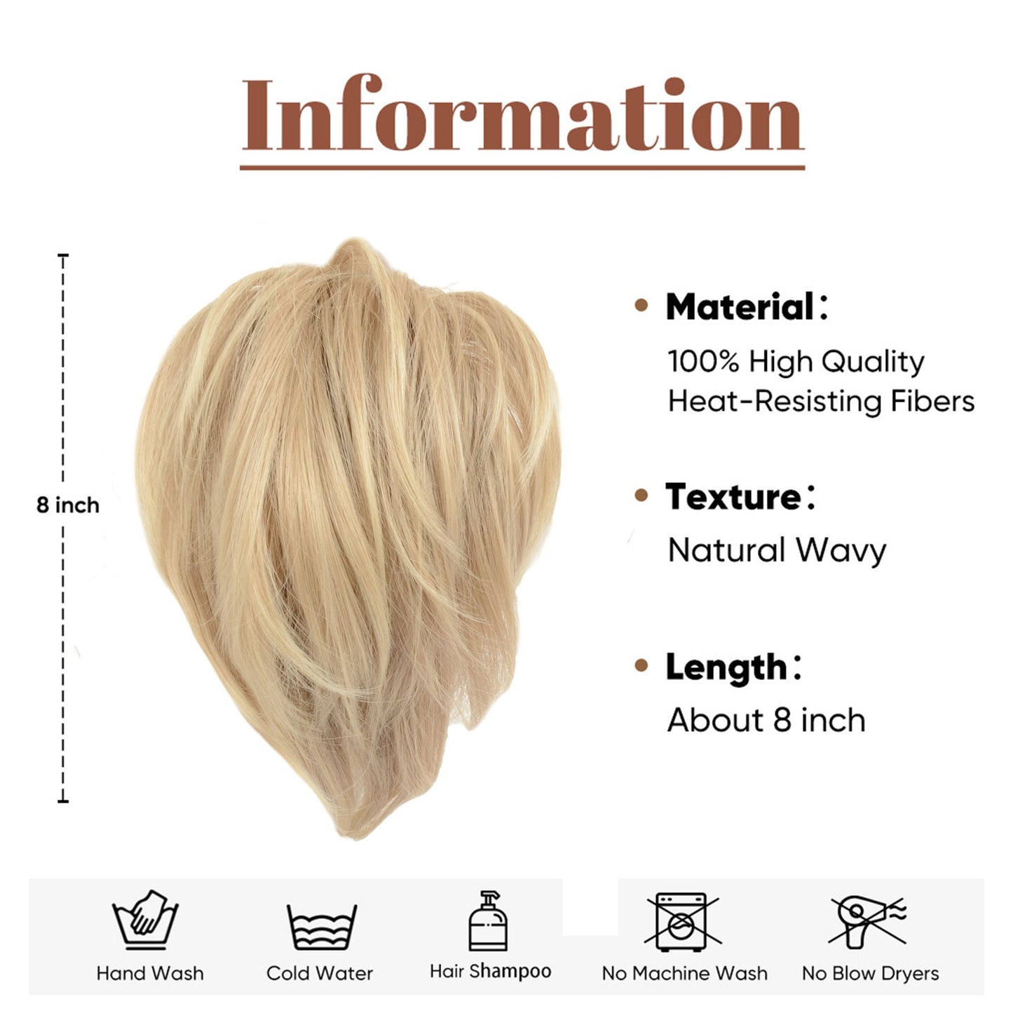 Short Tousled Layered Ponytail Hairpiece with Claw Clip Heat Resistant Synthetic Hair Natural Texture