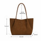 Faux Suede Tote Bag with Removable Zip Pouch and Double Shoulder Handles