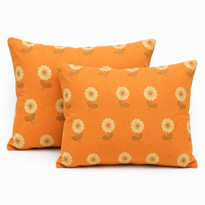 2-Piece Cotton Pillowcases with Vibrant Flower Print Design for Bedroom, Soft and Cozy Bedding Set 20x26in