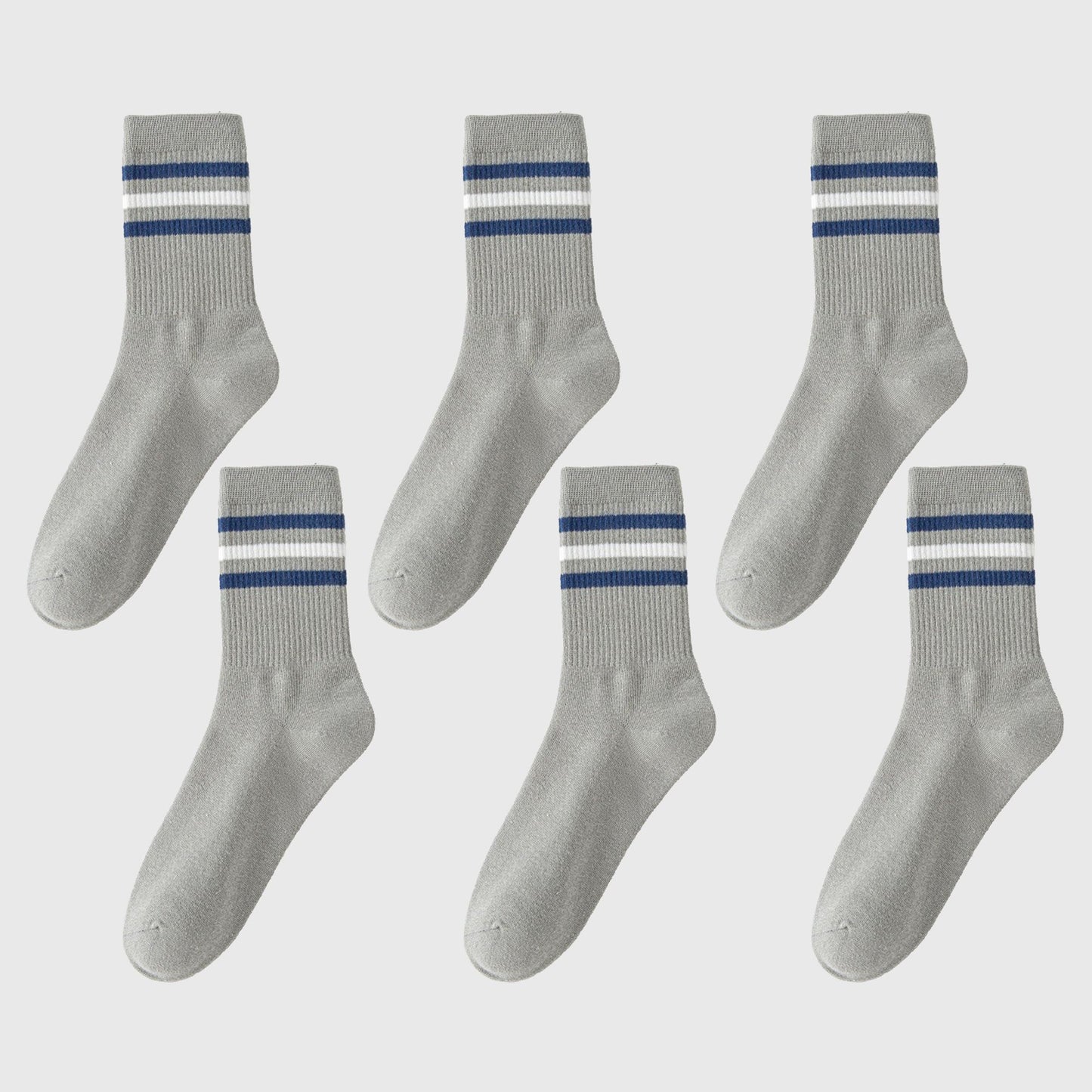 6pk Men's Crew Socks with Striped Cuffs