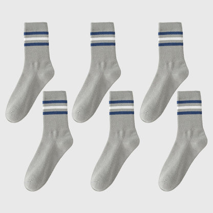 6pk Men's Crew Socks with Striped Cuffs