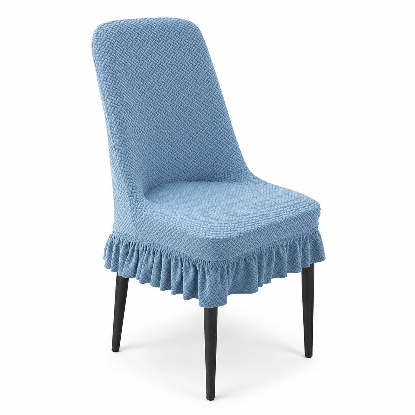 Textured Stretch Dining Chair Cover with Ruffled Skirt