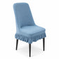 Textured Stretch Dining Chair Cover with Ruffled Skirt