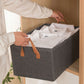 Foldable Fabric Storage Bin with Open Top and Carry Handles