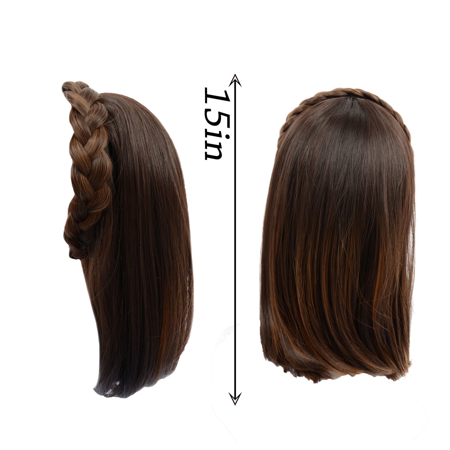 Braided Hairband Wig with Straight Shoulder Hair Extensions Casual Hairpiece for Holiday