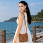 Hand-Crafted Wooden Beaded Crossbody Bag for Women - Lightweight Geometric Pattern Purse