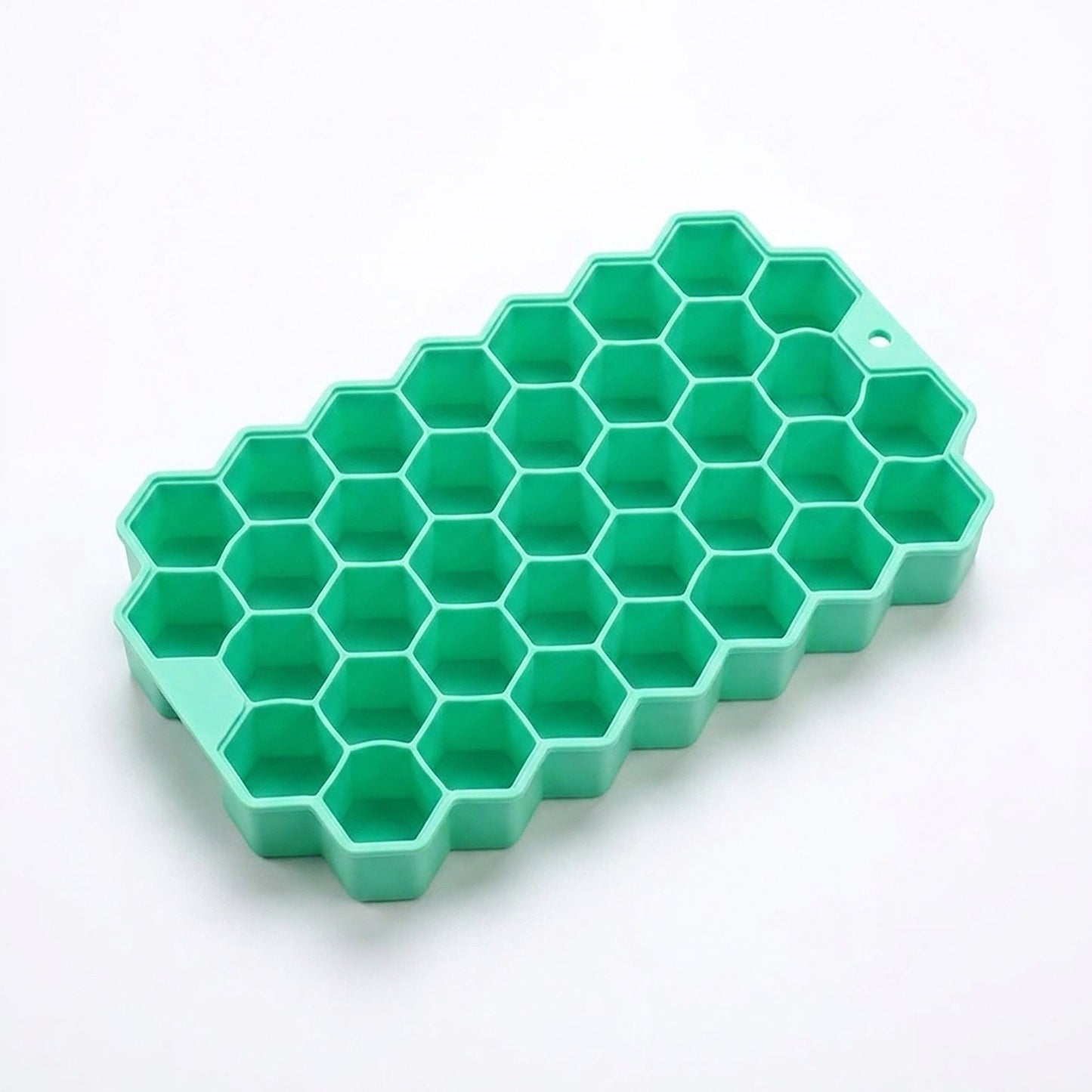 2-Piece Honeycomb Ice Cube Tray - 37-Grid Flexible Mold with Spill-Resistant Lid