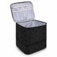 Two-Tier Cosmetic Organizer Bag with Geometric Print Dual Zippers Carry Handle and Interior Pockets