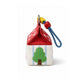 Embroidered House-Shaped Mini Pouch Keychain with Wrist Strap for Earbuds, Coins and Small Essentials
