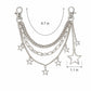 Star Chain Bag Charm with Layered Silver Tone Chains Clips and Hanging Star Pendants