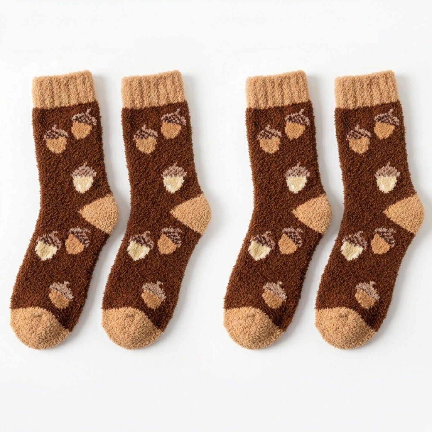 Fuzzy Pumpkin Crew Socks 2 Pair US 5-10.5