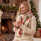 Christmas Tree Print Oversized Scarf Holiday Winter Wrap with Fringe Edge 70.8*25.6 Inches