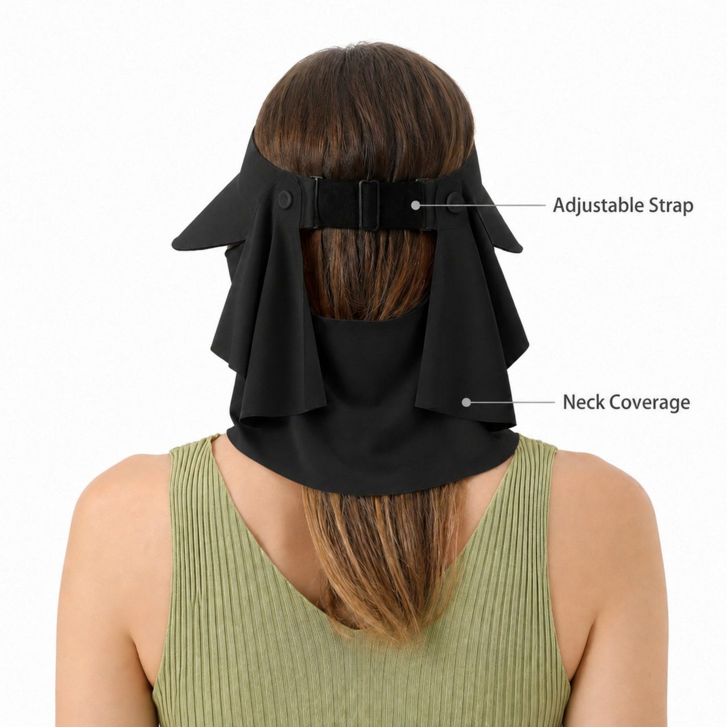 Magnetic Detachable Face Cover Visor Hat with Wide Brim and Neck Coverage