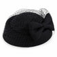 Bow Pillbox Fascinator Hat with Birdcage Veil