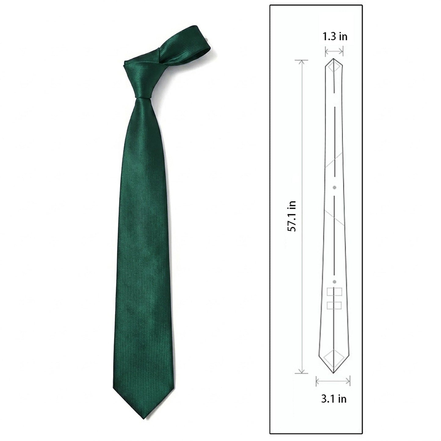 Men's Subtle Ribbed Texture Solid Tie Classic Necktie 57 Inch Length 3.1 Inch Width Formal Business Accessory