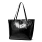 Large Faux Leather Tote Bag with Zip Closure and Interior Pockets