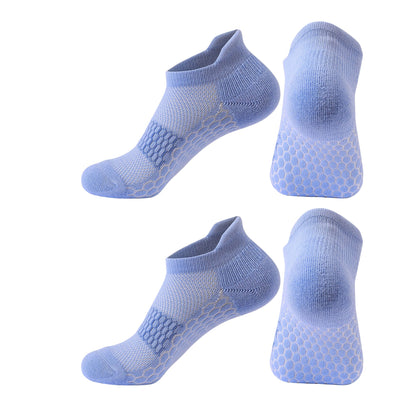 2-Pair Set Low-Cut Athletic Socks with Honeycomb Mesh Ventilation Arch Compression and Cushioned Heel Fit