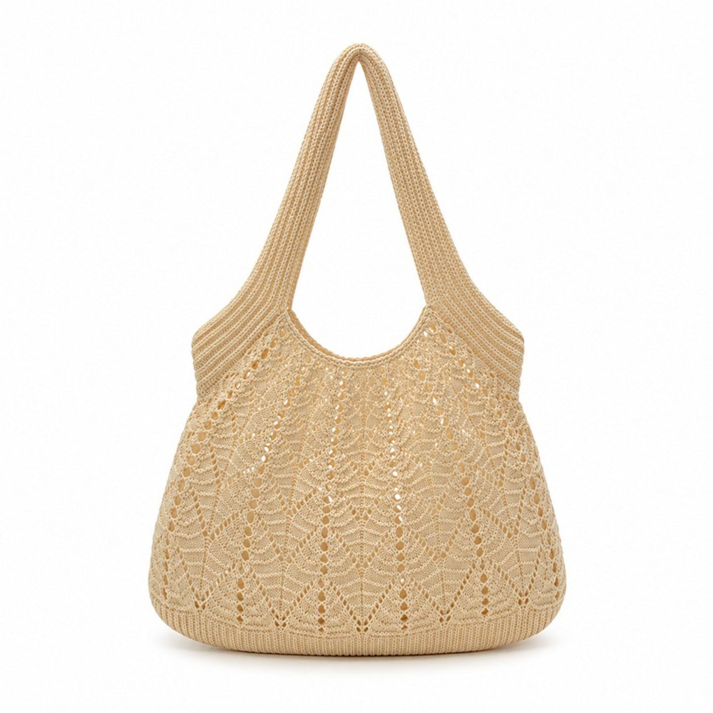 Crochet Tote Bag Lightweight Shoulder Bag with Openwork Knit Texture